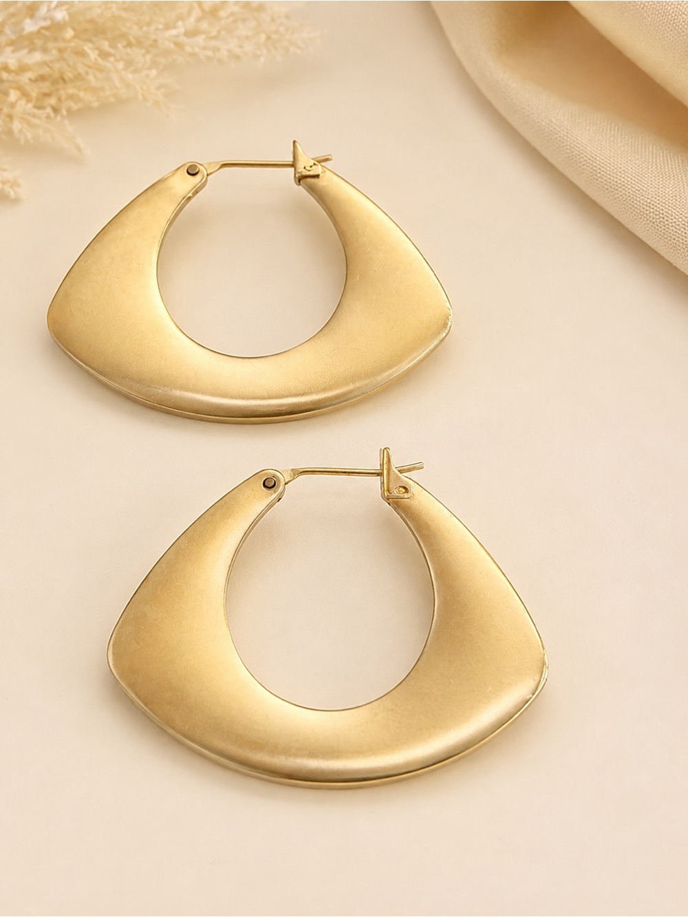 Extremely RARE Book Piece Flat Monet Gold Filled Matte Finish Hoop Earrings